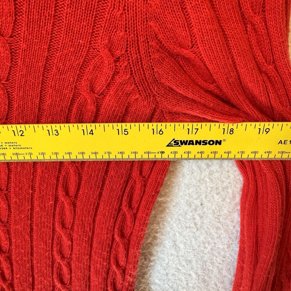 Tommy Hilfiger M Red Cable Knit Viscose Blend Sweater‎ - Picture 9 of 10